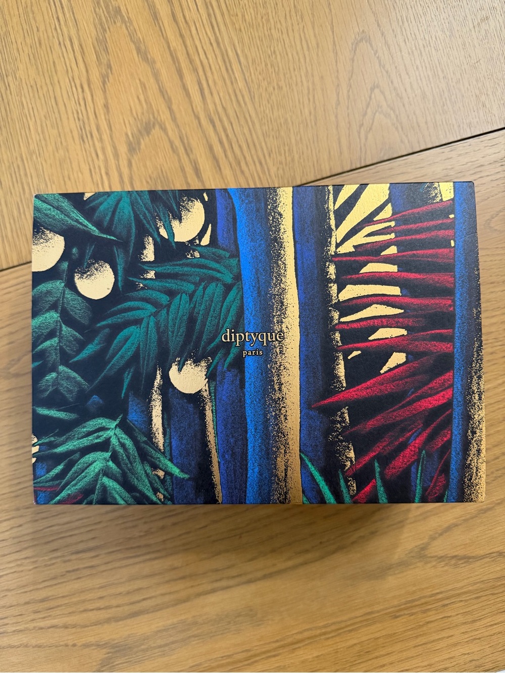 Diptyque Paris Limited Decorative Box with Blue, Green Tropical Print
